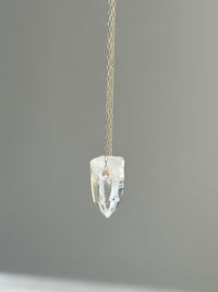 Lemurian seed crystal. 10k necklace