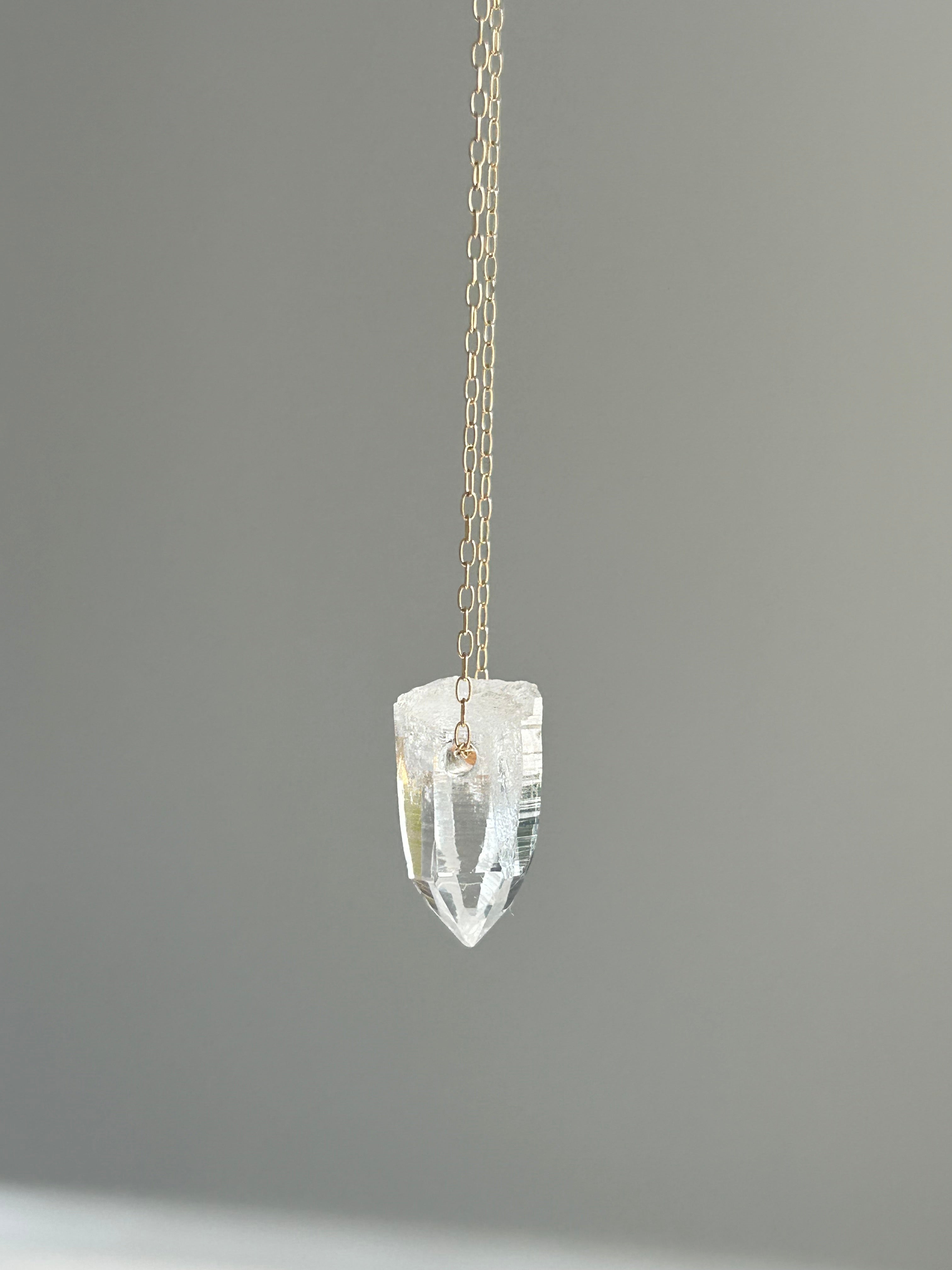 Lemurian seed crystal. 10k necklace