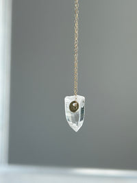 Lemurian seed crystal. 10k necklace